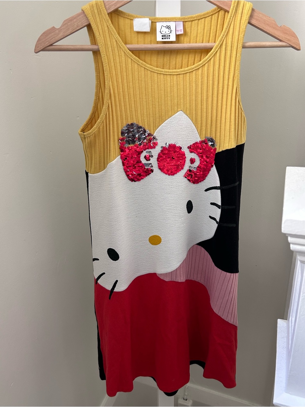 Desigual girls Hello Kitty Sequin Bow Colorblock Tank Dress - size 11-12